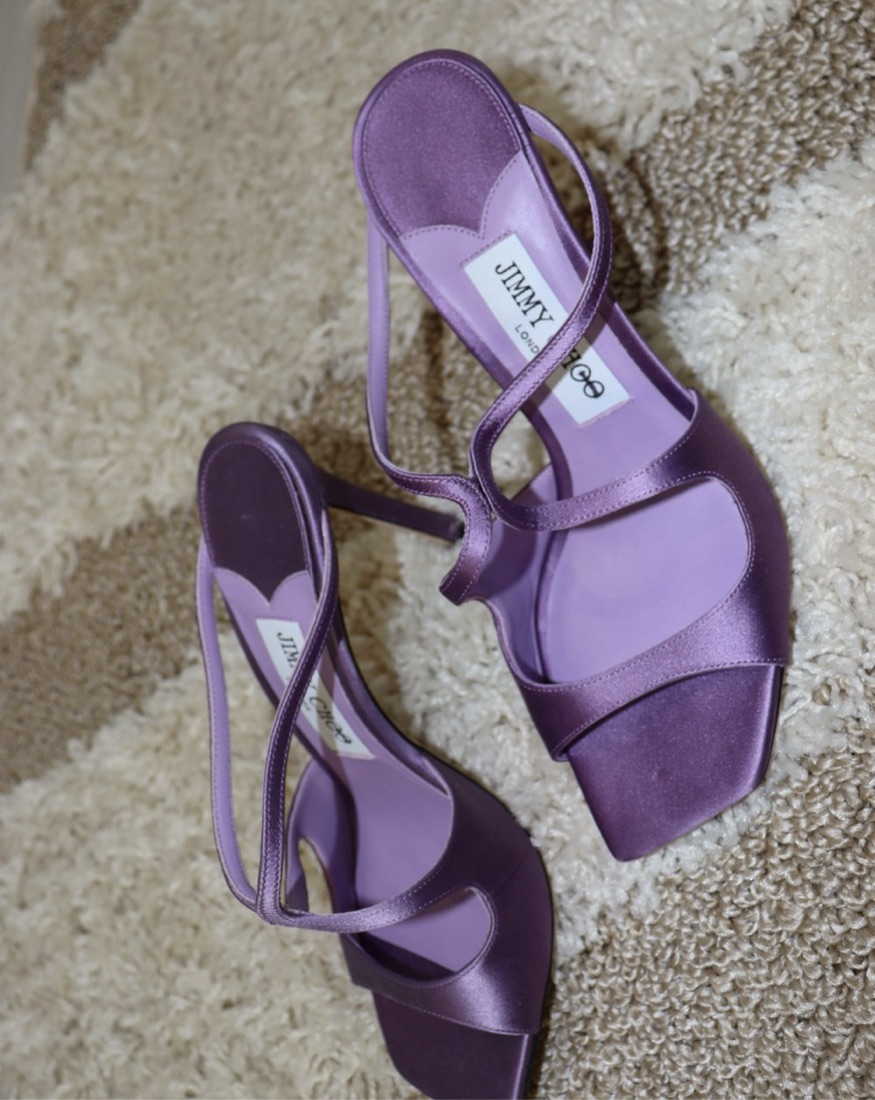Jimmy Choo Anise 95 Purple Satin by Jimmy Choo - Pickle
