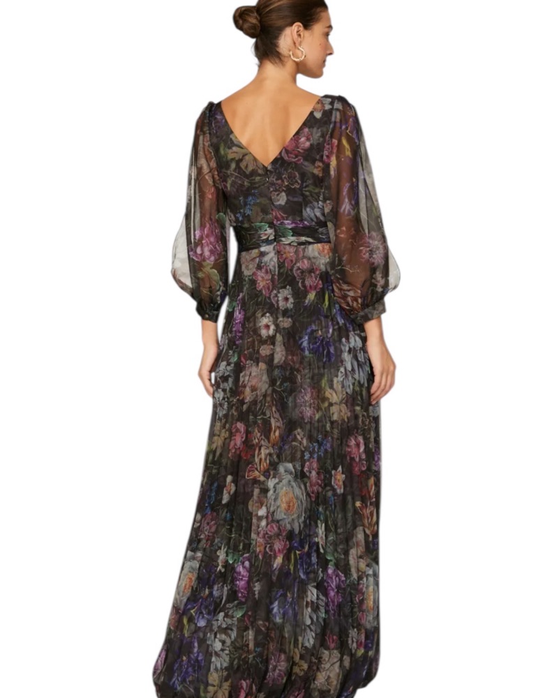 Marchesa Notte- Metallic Floral Gown by Marchesa Notte - Pickle
