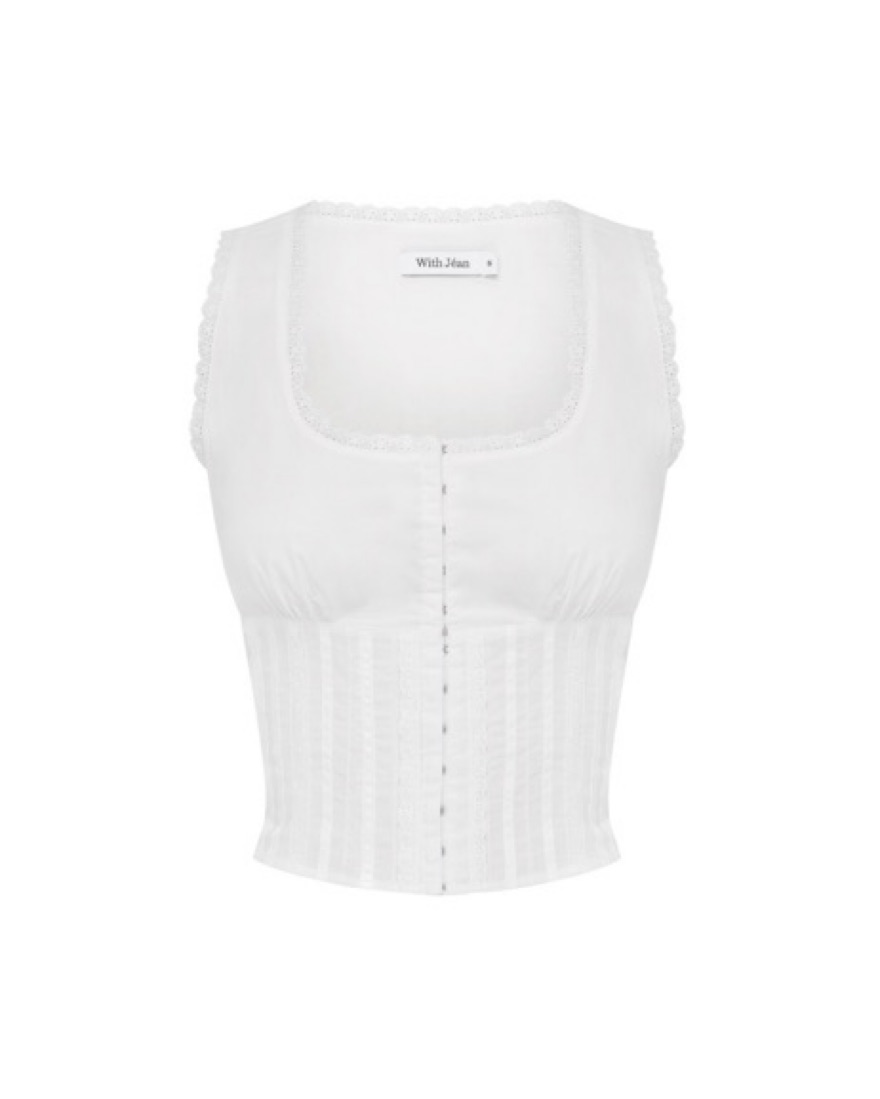 leinwande　Braids&Frill Top / White White Rosemere Lace Top