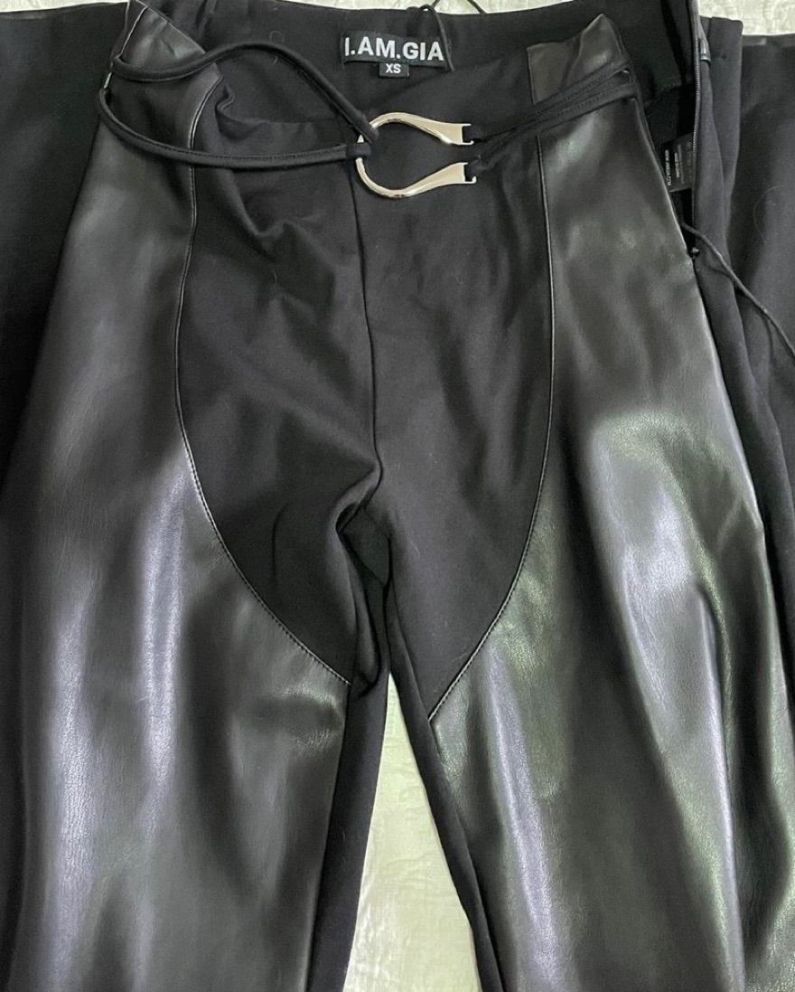 I Am Gia Black Leather Belted Pants by I AM GIA - Pickle