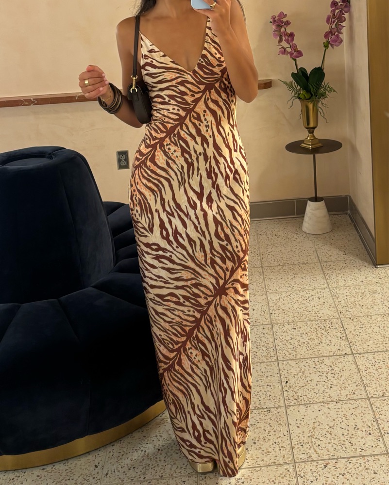Tiger Print Formal Maxi Dress by Ronny Kobo - Pickle