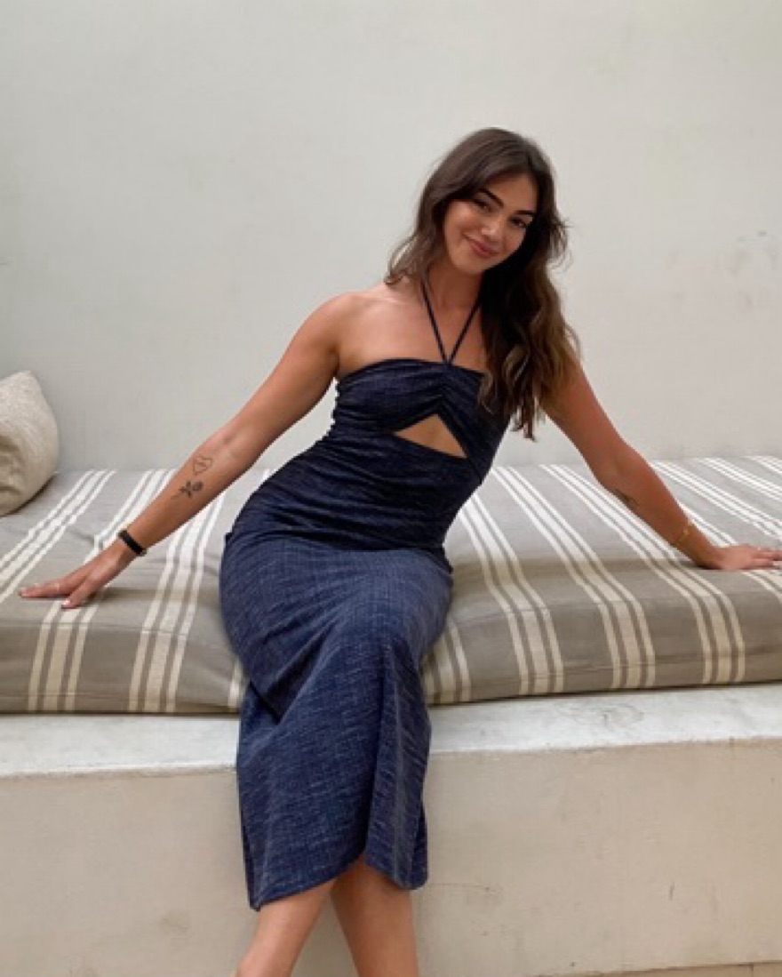 Reformation Navy Knit Midi Halter Dress by Reformation - Pickle