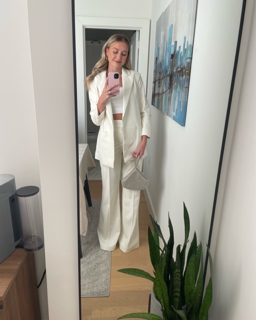 Alice + Olivia White Leather Blazer Set by Alice & Olivia - Pickle