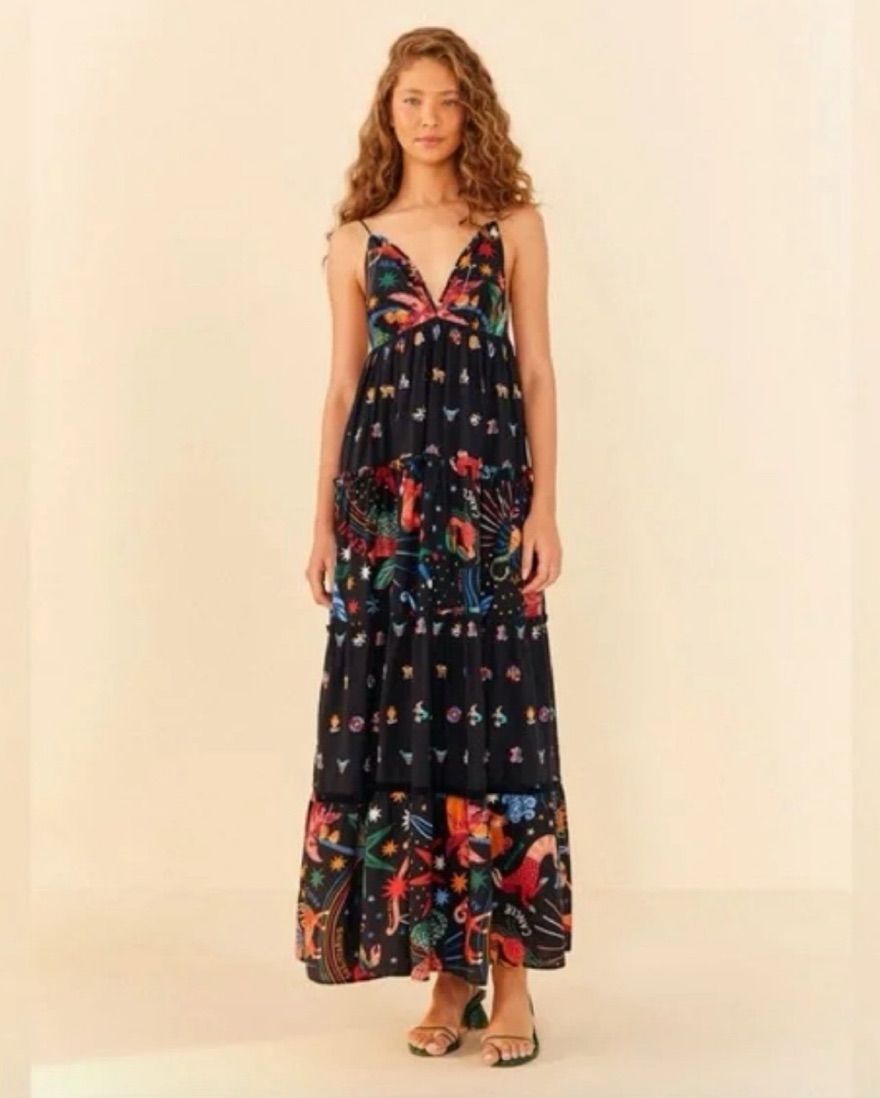 Black Farm Rio Zodiac Dress by Farm Rio - Pickle