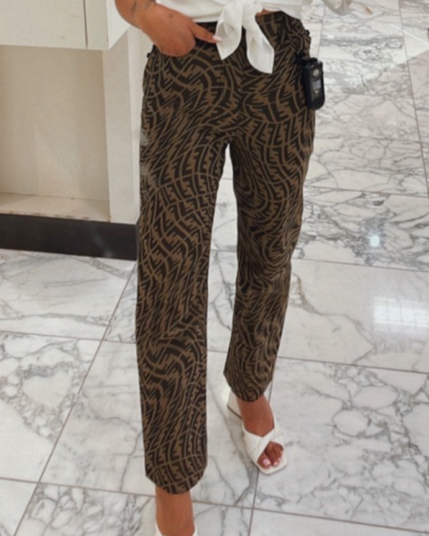 Fendi Print Logo Pants by Fendi - Pickle