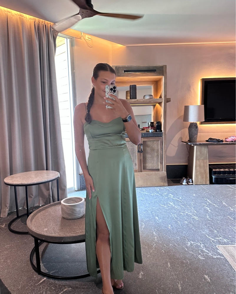 Green Satin Abercrombie Maxi Dress by Abercrombie and Fitch - Pickle