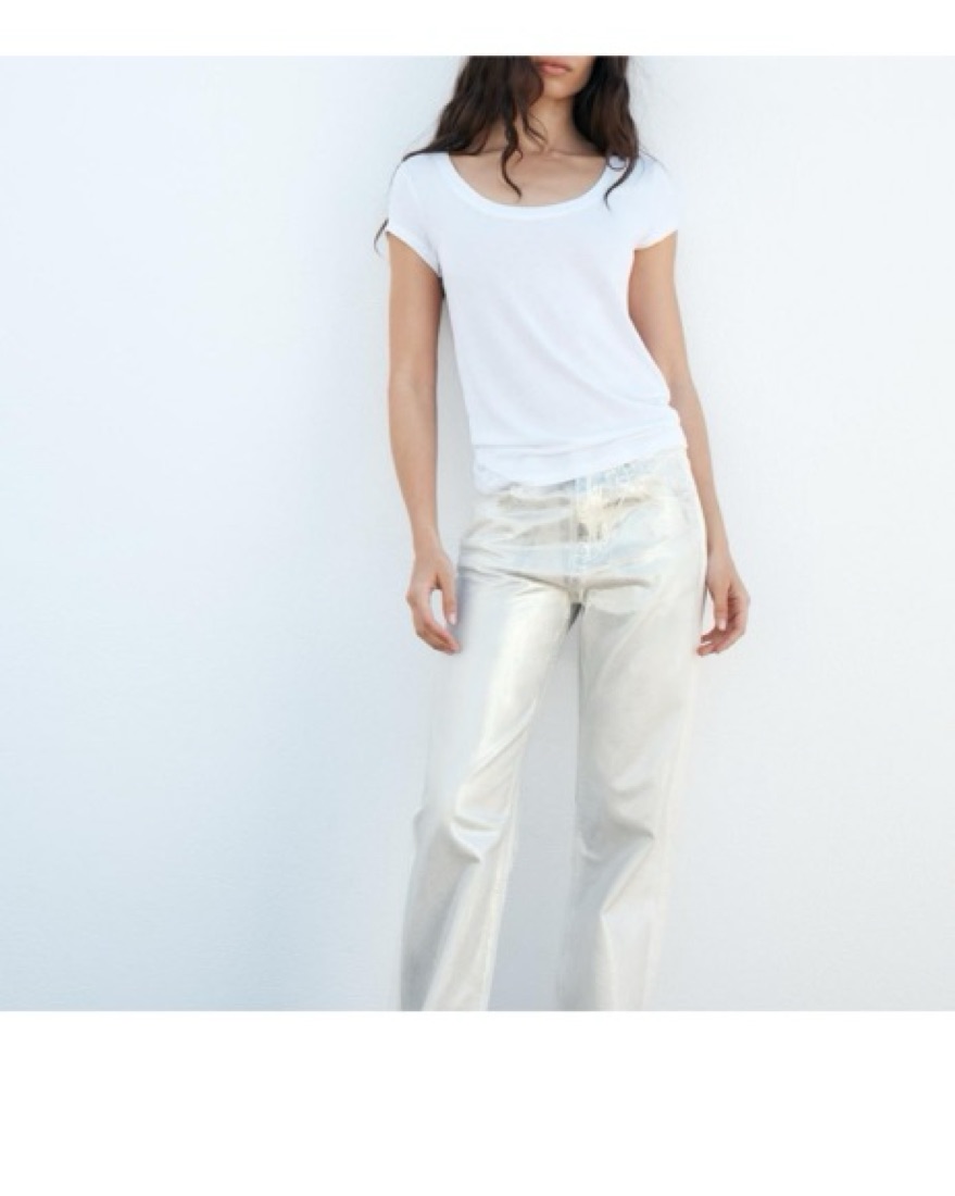 Zara Silver Metallic Wide Leg Jeans by Zara - Pickle