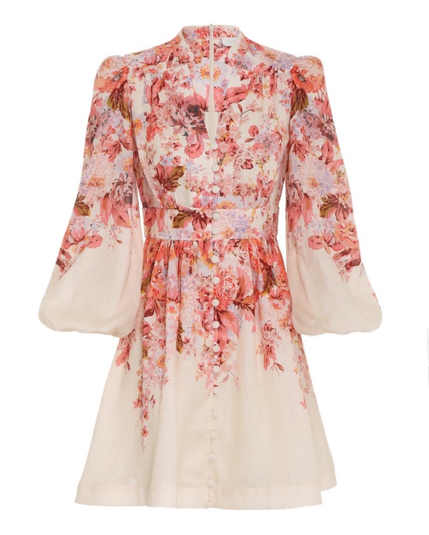 Zimmermann Devi Floral Plunge Mini Dress by Zimmermann - Pickle