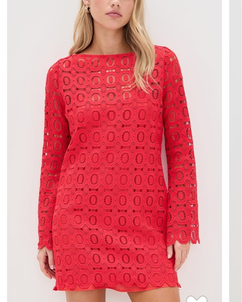 Hill House Red Crochet Lace Dress by Hill House Home - Pickle