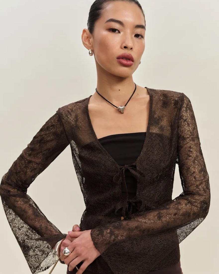 【ケチャップ 】UND PINTUCK LACELIKE KNIT TOP Pintucks and Lace Knit Top - Coldwater Creek