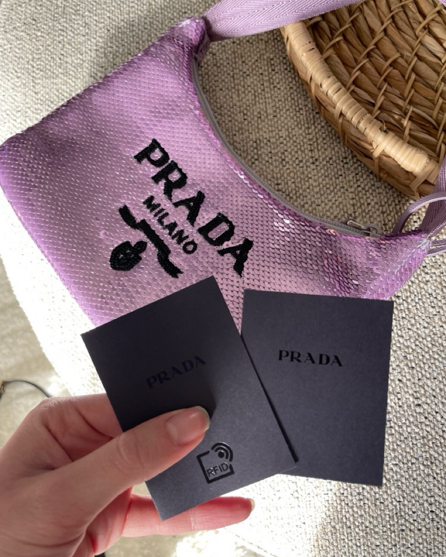 PRADA パープル巾着 PRADA プラダ 巾着トート バッグ パープル ナイロン カーフ 【436