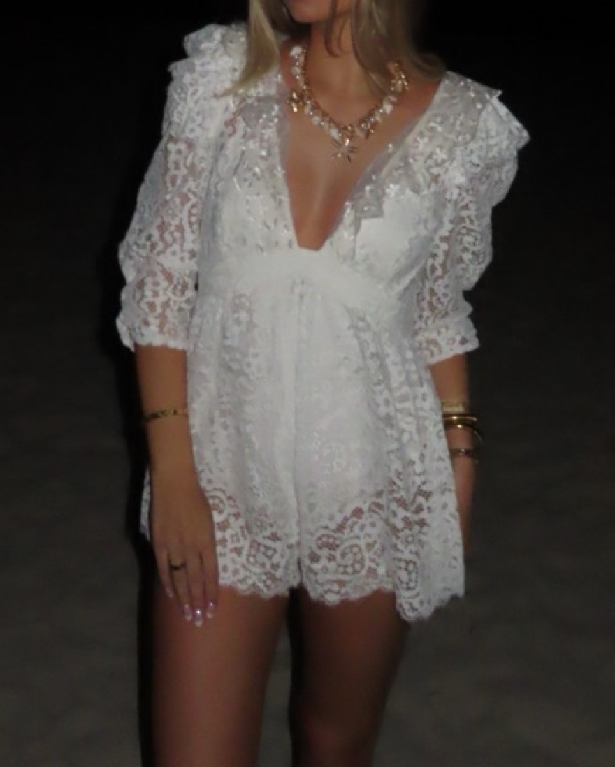 s*i様 Pierrot OnesieJadeite Bohemia 0-6M For Love and Lemons Santo Romper White by For Love & Lemons - Pickle