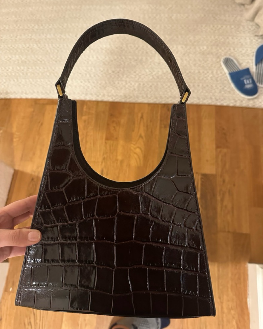 STAUD（スタウド) REYクロコエンボスレザーショルダーバッグ STAUD Rey Black Croc-Embossed Shoulder Bag | Mercari
