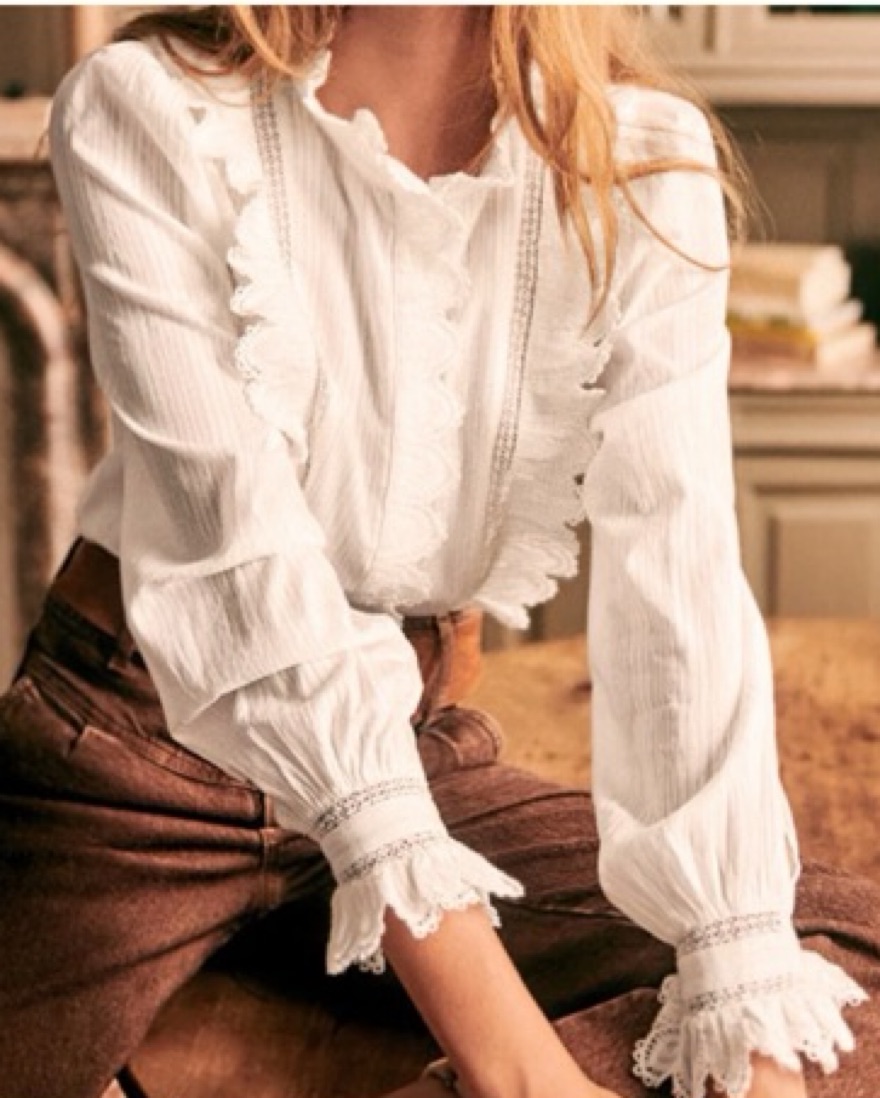 Sezane Scalloped White Victorian Blouse by Sezane - Pickle