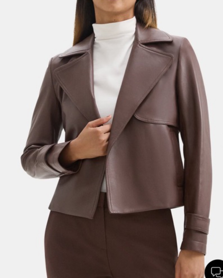 Theory ダークブラウンジャケット Theory Brown Leather Jacket by Theory - Pickle