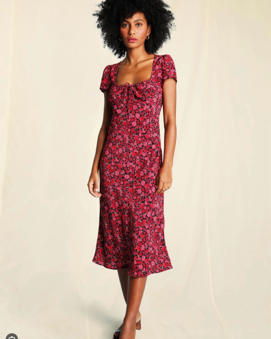 Rouje PARIS INES DRESS size34 花柄ロングワンピース Blue floral print midi dress – Ines | Rouje