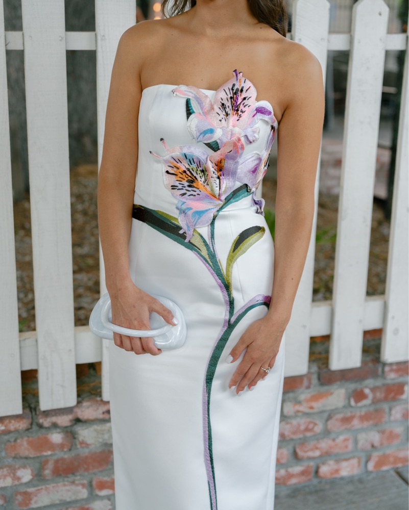 LEO LIN Rayna floral-appliqué Midi Dress by Leo Lin - Pickle