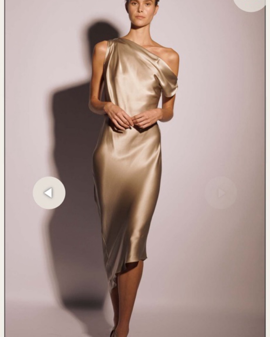 Gold Silk Off Shoulder Dress by Kes NYC - Pickle