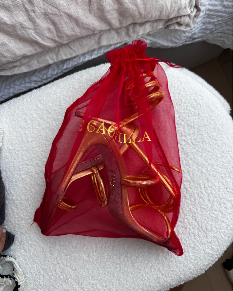 Rene Caovilla Gold Snake Wrap Heels by Rene Caovilla - Pickle