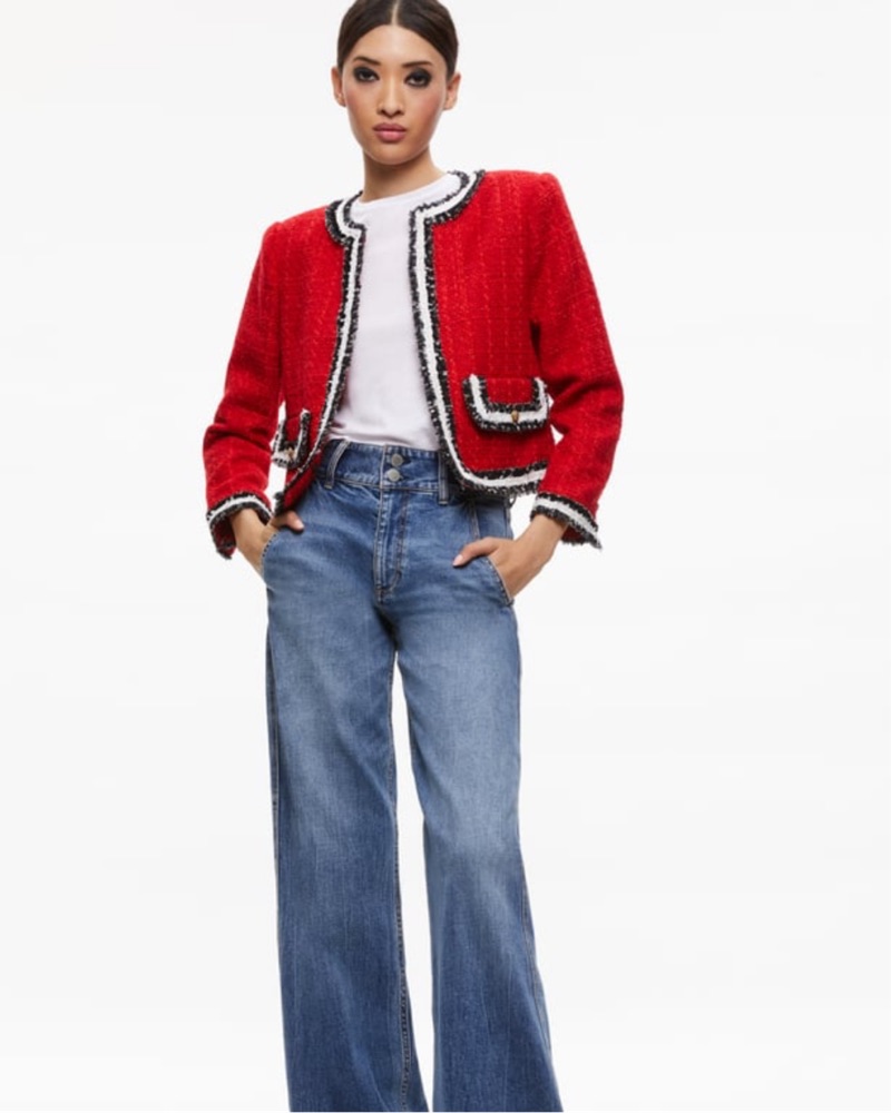 Alice + Olivia Chic Red Tweed Jacket by Alice and Oliva - Pickle