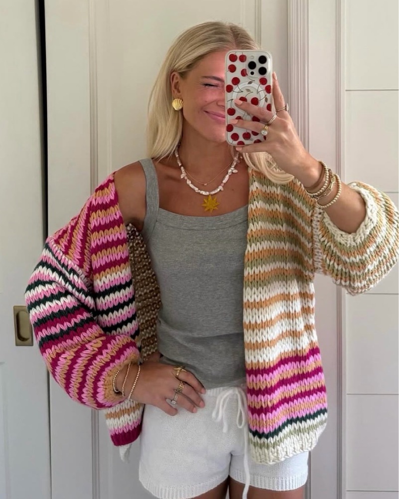 Beautiful Striped Multicolor Cardigan by Boutique - Pickle