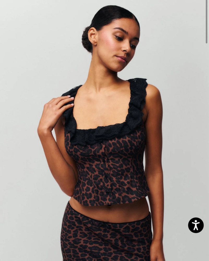 LEO　　　☆フランスアンティーク　フリンジ付きレースカバー☆ Danielle Guizio Paloma Lace Top Leopard by Danielle Guizio - Pickle