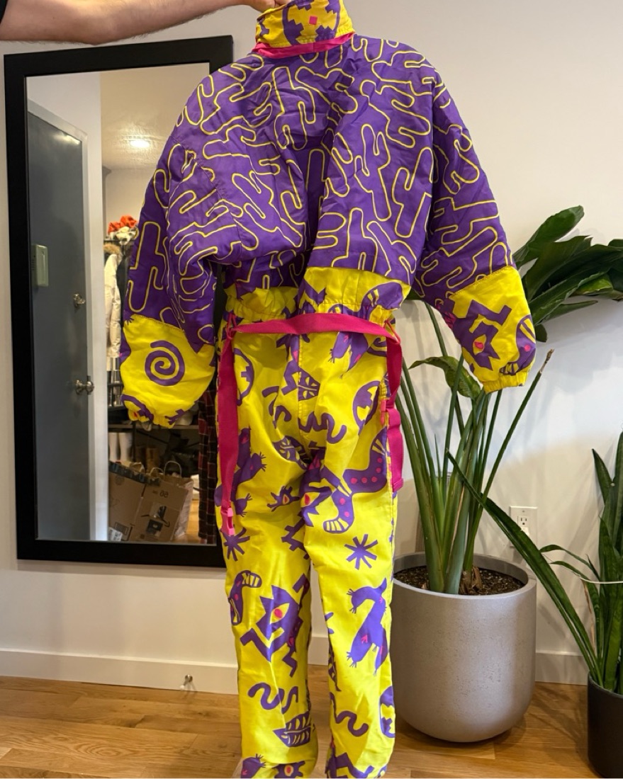 Vibrant Printed Ski Onesie by Vintage - Pickle