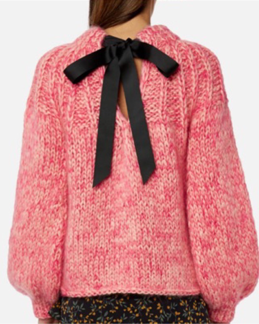 Pink Ganni Sweater With Bow Detail by Ganni - Pickle