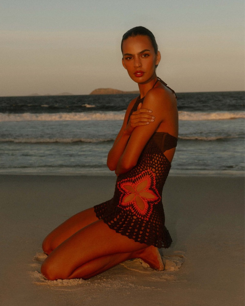 Henley Crochet Mini Dress by Peppermayo - Pickle