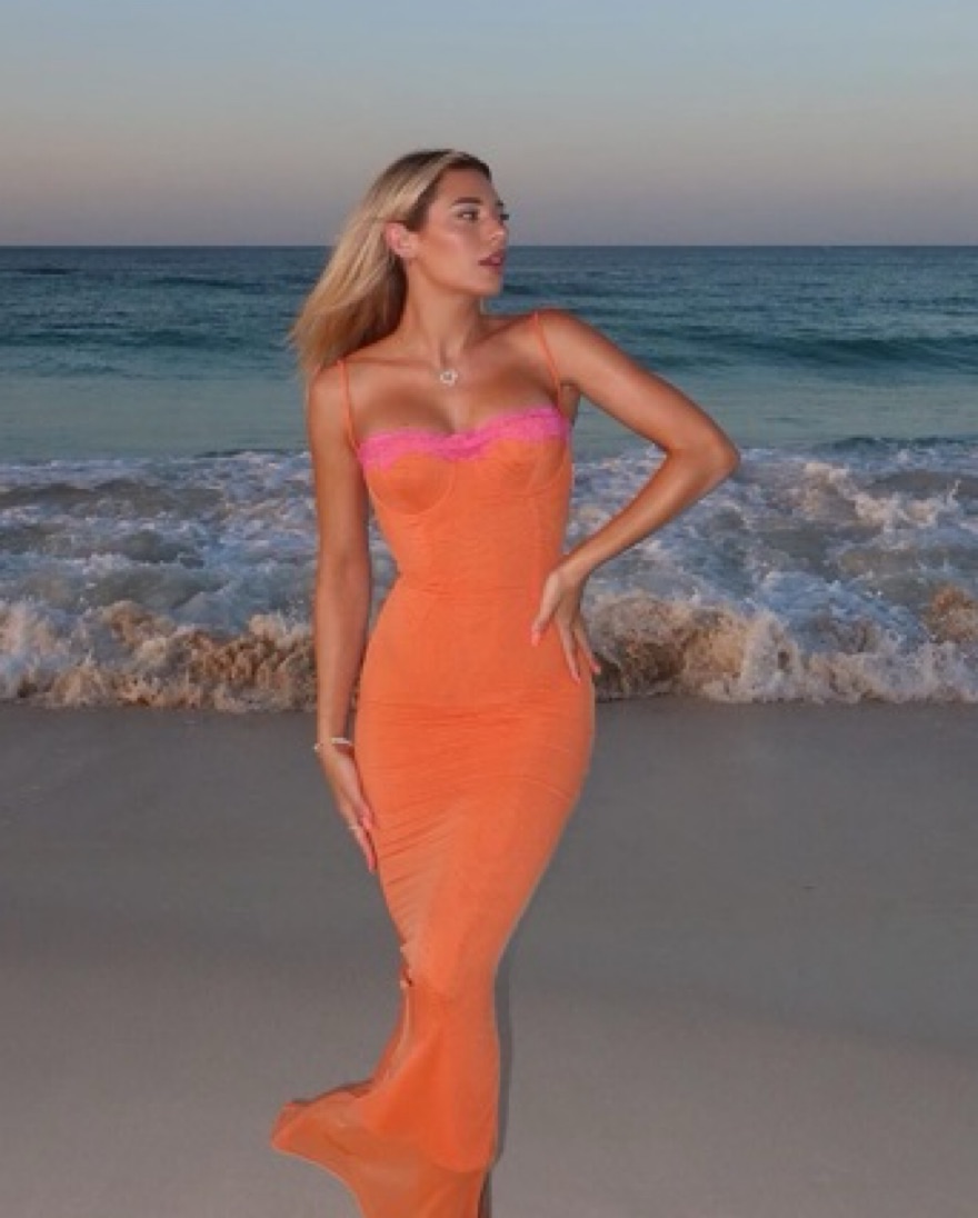 Aiza Flame Orange Maxi Dress by House of CB - Pickle