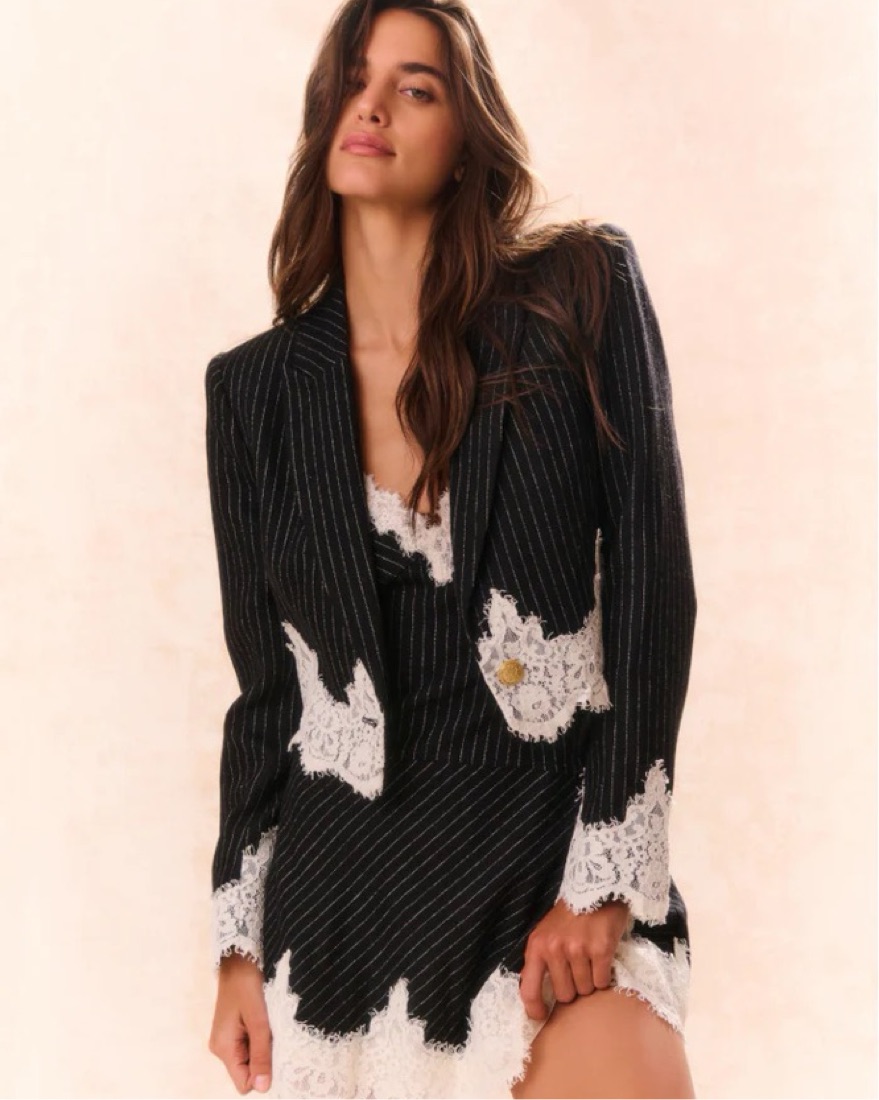 LoveShackFancy Icarus Lace Jacket by LoveShackFancy - Pickle