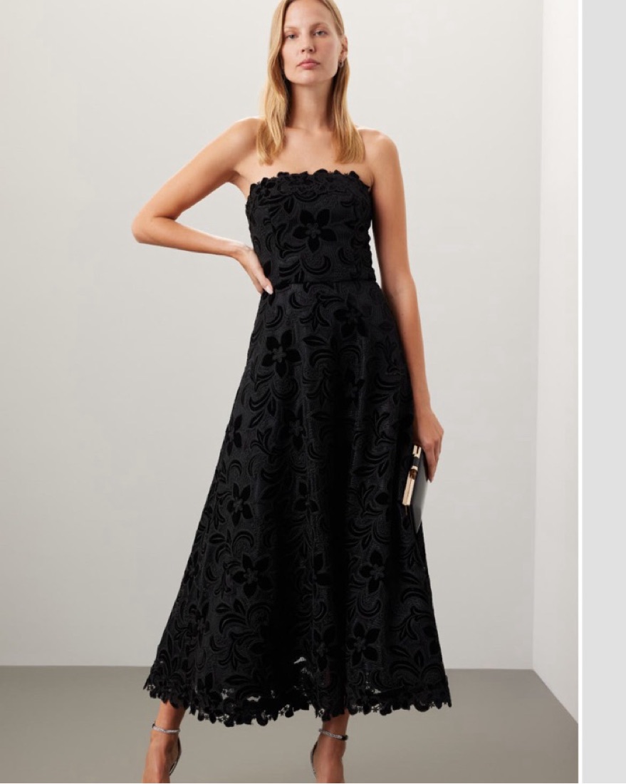 Shoshanna Black Strapless Midi Dress by Shoshanna - Pickle