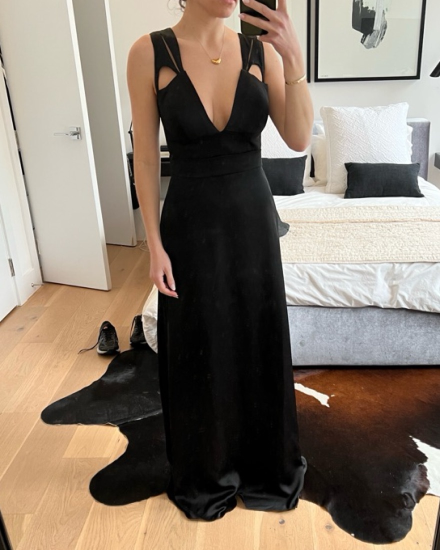 Dalia Macphee Black Satin Dress by Dalia Macphee - Pickle