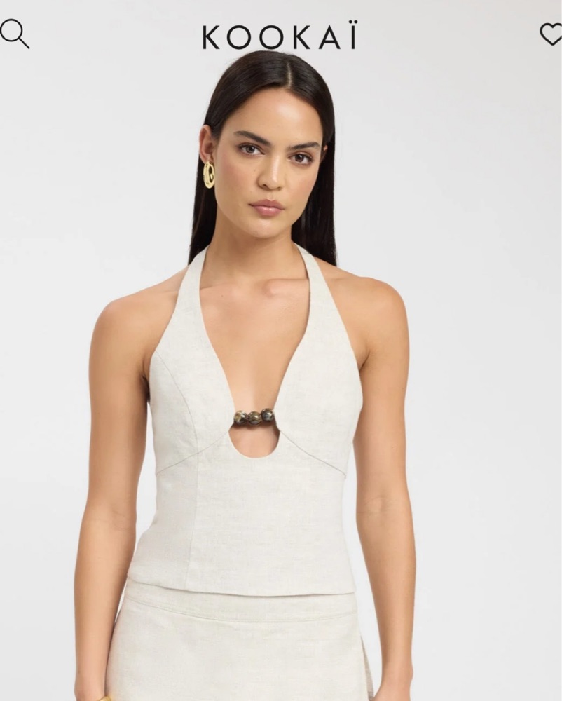 Kooka Palm Bead Halter top YELLOW by Kookai - Pickle