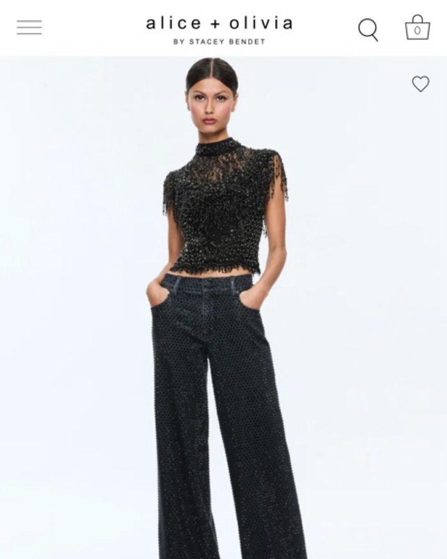 900$ Alice And Olivia Pria Embellish Top by Alice & Olivia - Pickle
