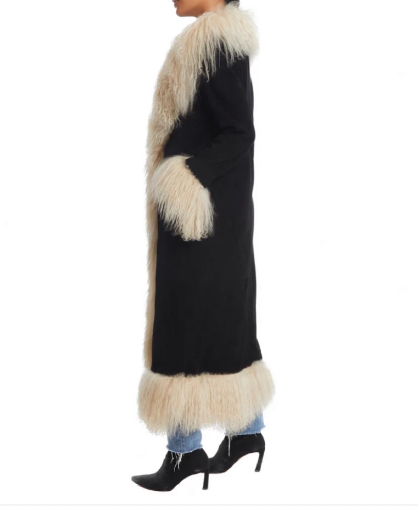 Susanna Chow Dorothy Maxi Fur Suede Coat by Susanna Chow - Pickle