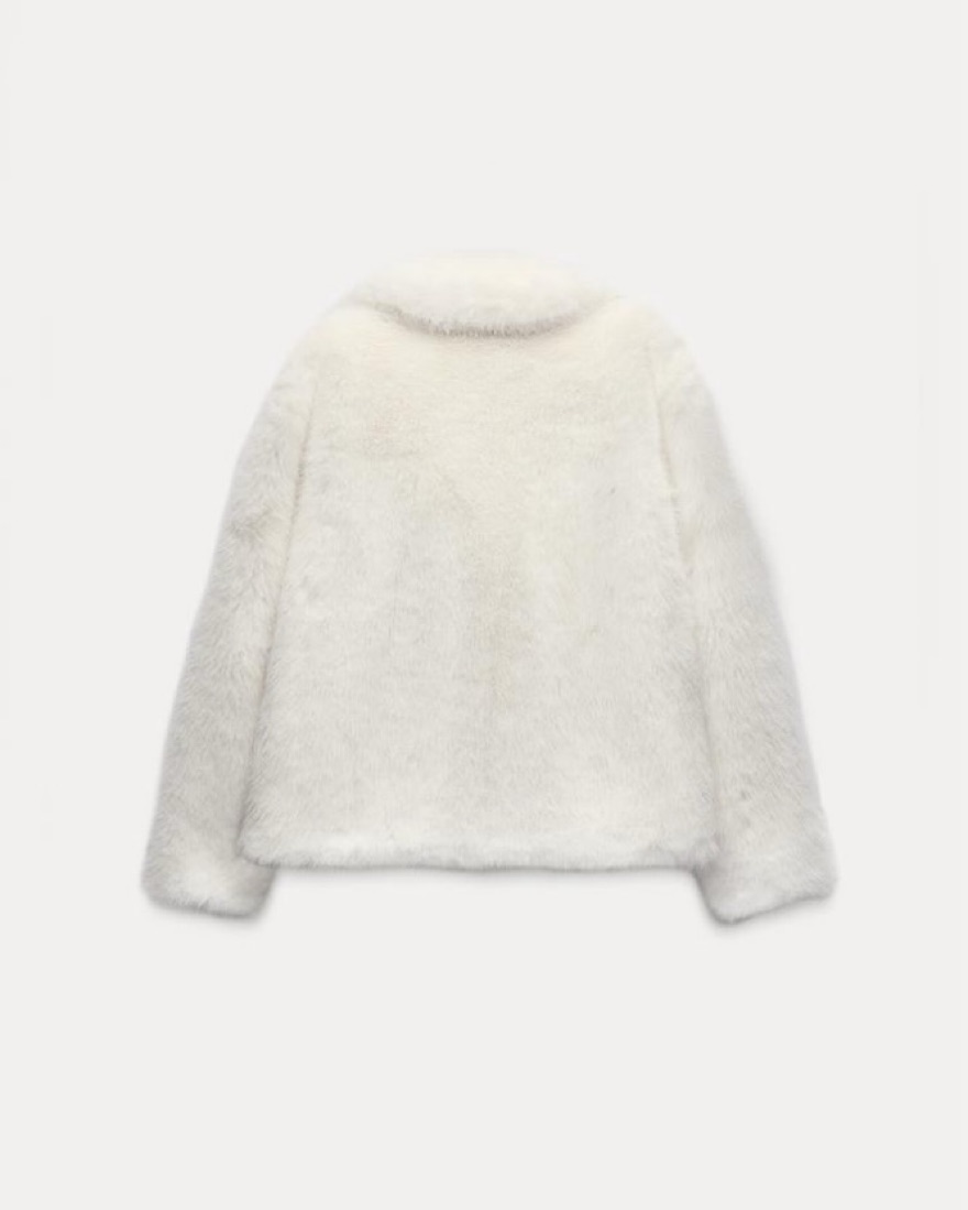 White Zara Fur Coat by Zara - Pickle