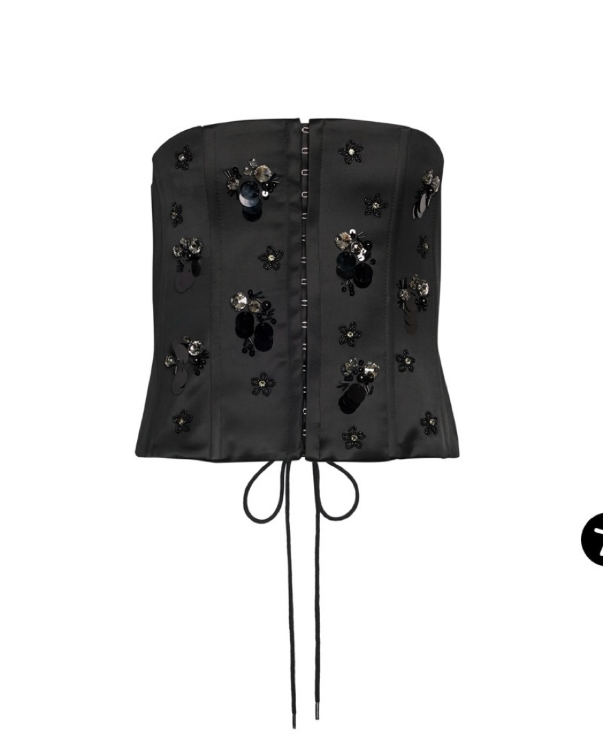 Danielle Guizio Embellished Satin Corset by Danielle Guizio - Pickle