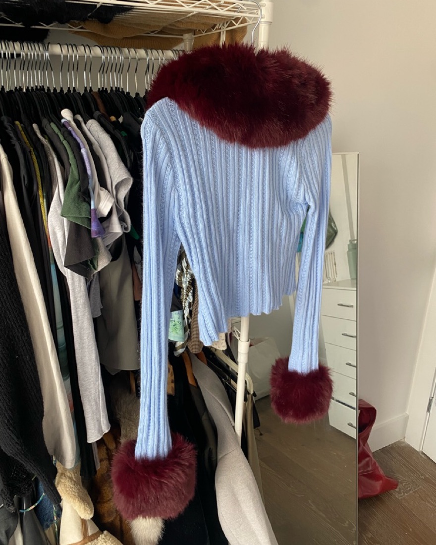 Danielle Guizio Knit Fur Cardigan by Danielle Guizio - Pickle