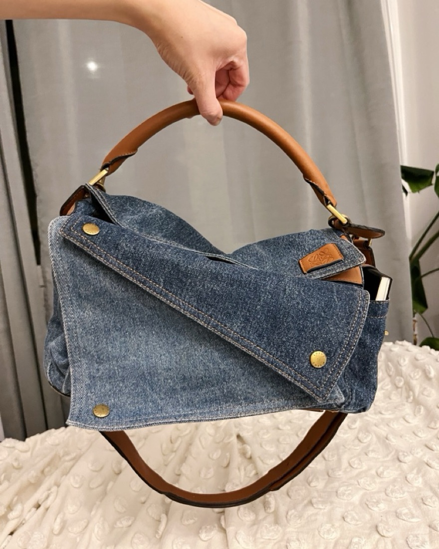 Loewe Puzzle Bag Patchwork Denim Leather by Loewe - Pickle