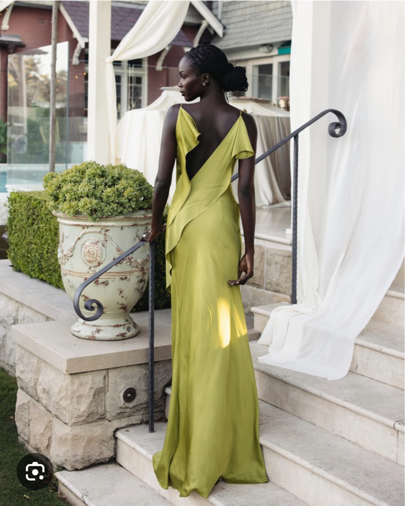 ★rinさん専用AMATERAS Satin Maxi Dress /カーキ Arcina Ori Green Odessa Dress by ARCINA ORI - Pickle