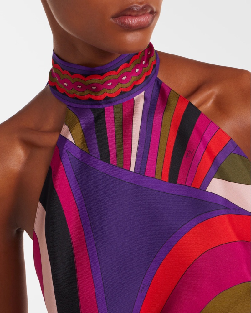Pucci Open Back Silk Halter Top - Purple by Pucci - Pickle