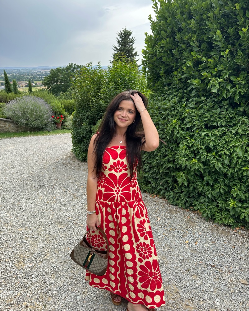 Farm Rio Palermo Red Linen Midi Dress by Farm Rio - Pickle