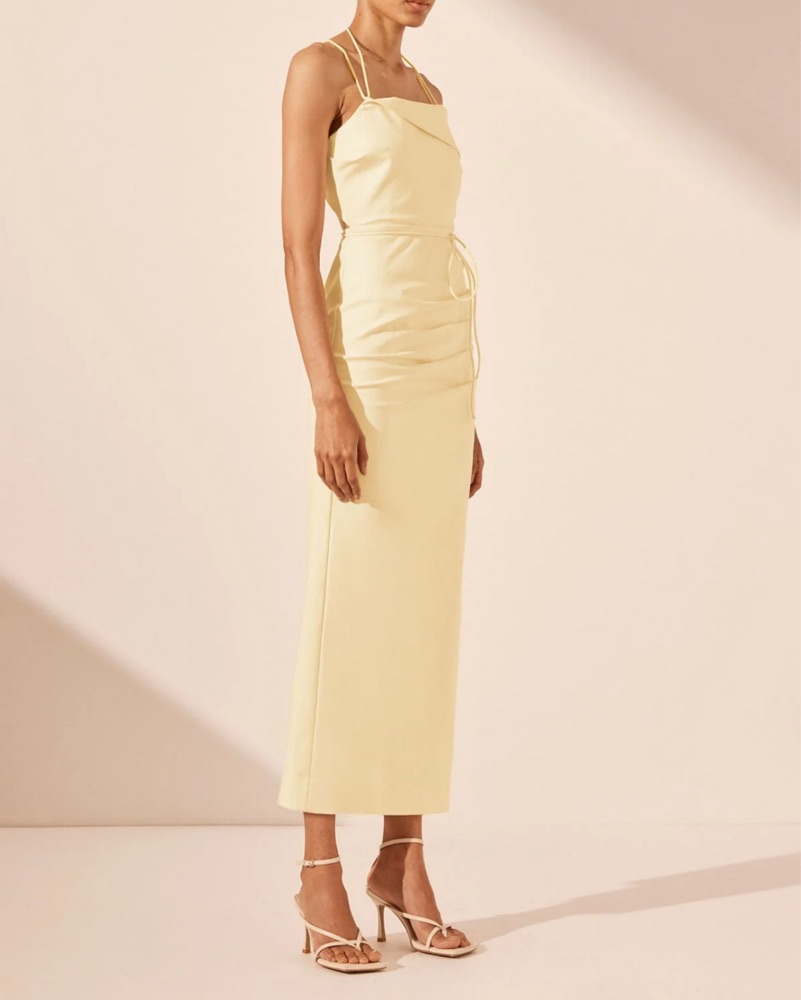 Lani Cross Back Midi Dress in Vanilla by Shona Joy - Pickle