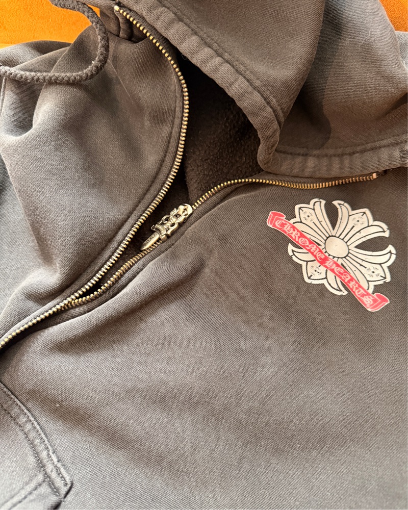 Chrome Hearts ハンカチ グレー Chrome Hearts Cashmere Embroidered Grey Zip Up Hoodie - SRM