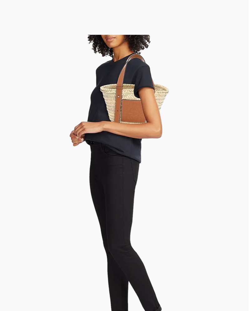 ☆LOEWE  basket bag【未使用】☆ Small Basket bag in palm leaf and calfskin Natural/White - LOEWE