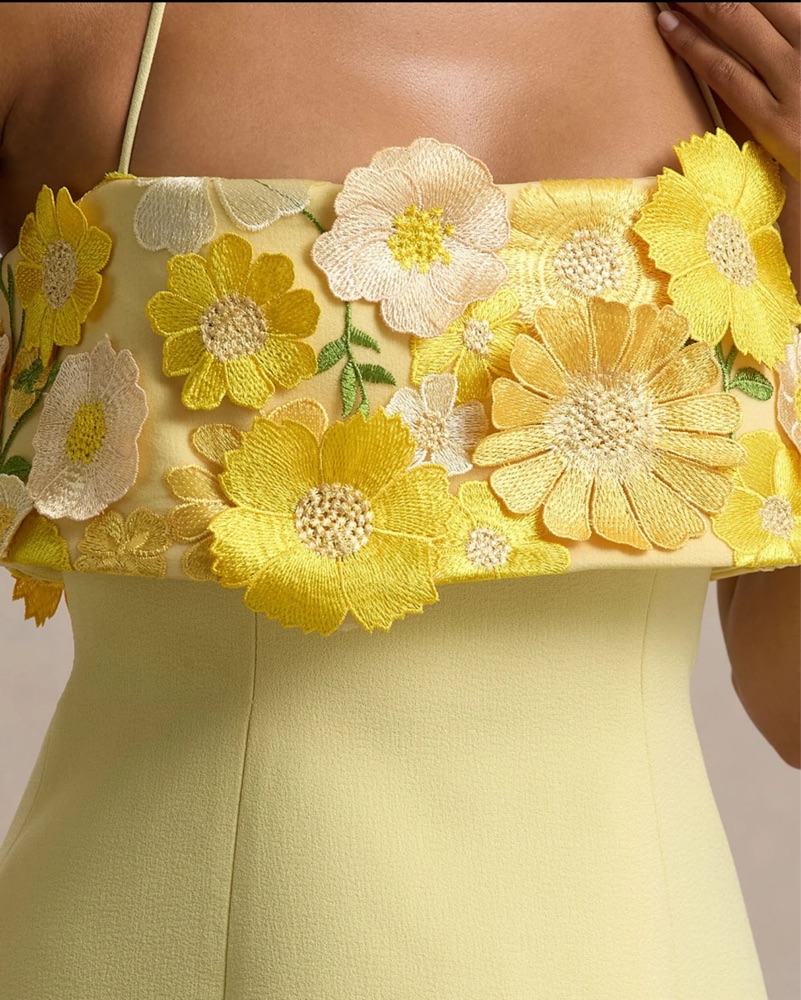 新品 snidel リトルフラワーチュールブラウス イエロー Club L London Shelley Lemon Floral Dress by Club L London - Pickle