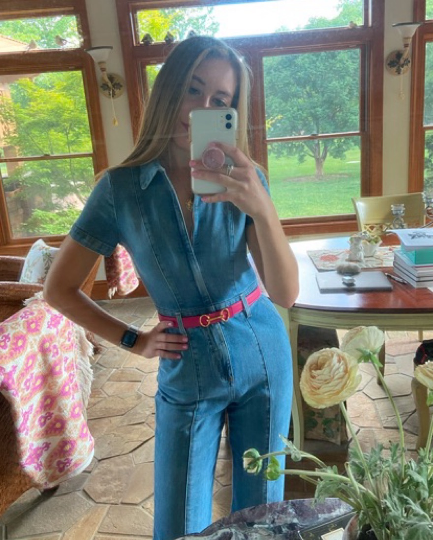 Alice & Olivia Denim Jumpsuit by Alice & Olivia - Pickle