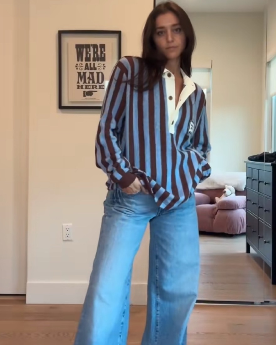 Alpaca Maison Kitsune Striped Rugby Polo by Maison Kitsuné - Pickle