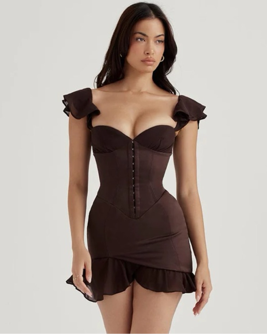 トップス house of cb Ruffle Corset Mini Dress HOUSE OF CB Ruffle Corset Mini Dress by House of CB - Pickle